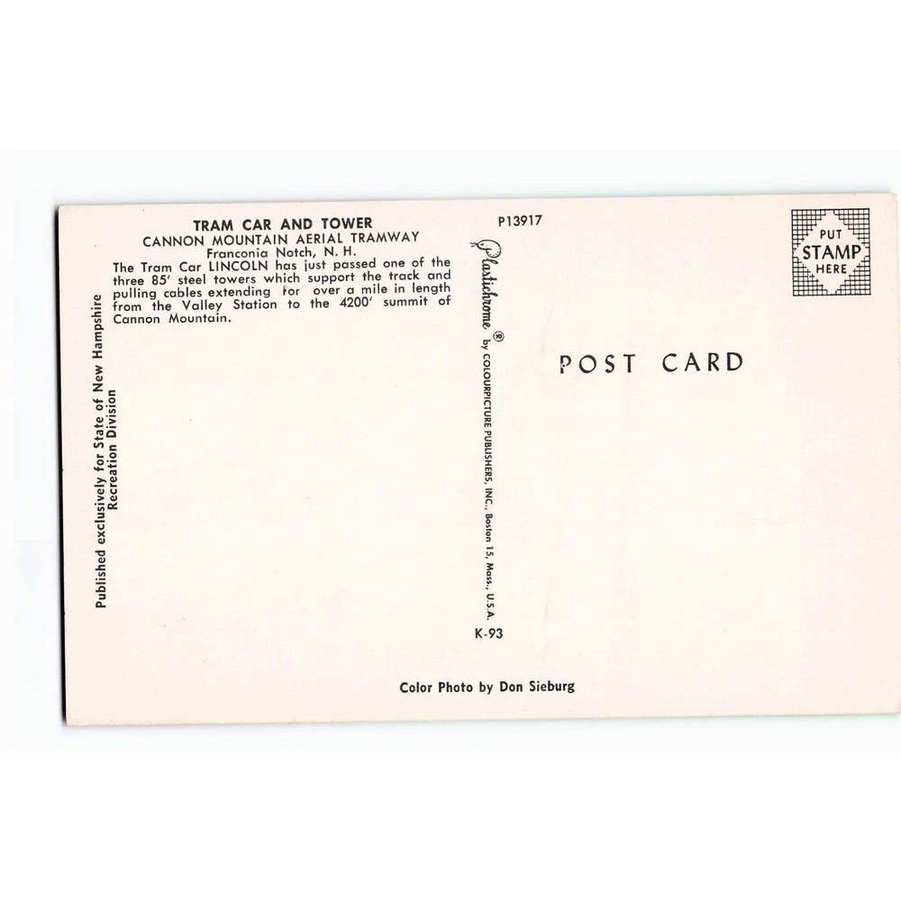 Vintage Cannon Mountain Aerial Tramway Postcard Franconia Notch NH Plastichrome - Picture 2 of 2